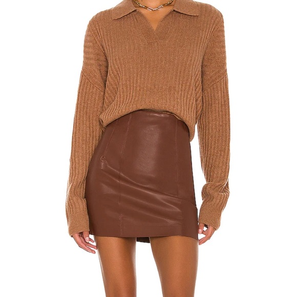 Revolve Meika Vegan Leather Skirt Rust Brown Camel ASTR the Label Mini Skirt - Picture 4 of 4